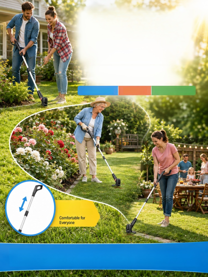 Foldable Rechargeable Garden Lawn Mower, Ditch the fumes and cords with one-touch power! SK-9 alloy blade covers 3X area per swing!