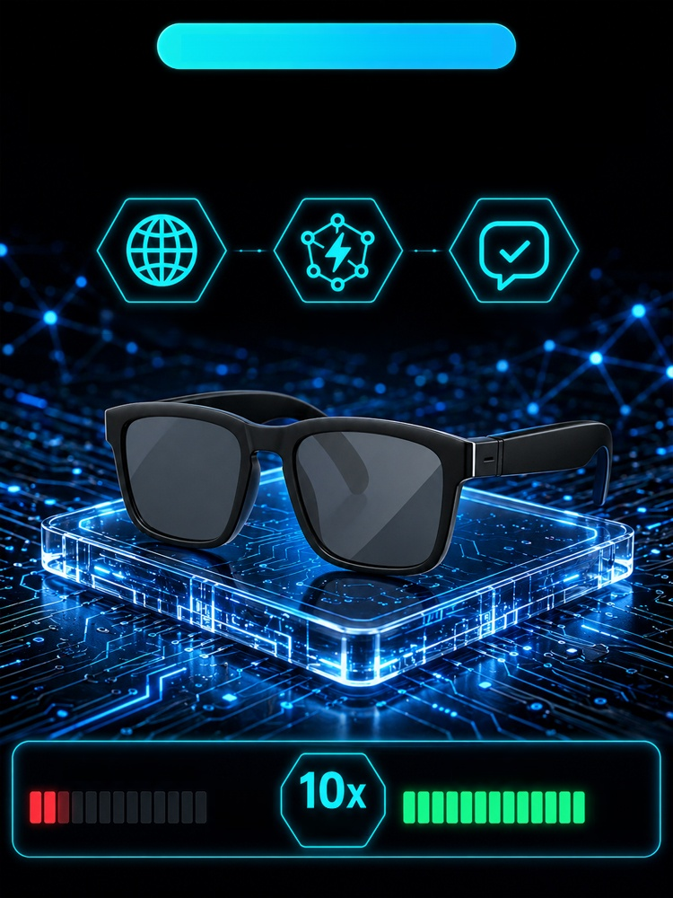 AI Smart Bluetooth Glasses, Talk to AI Without Looking at a Screen. Get Instant Navigation, Answers, and Translations. 