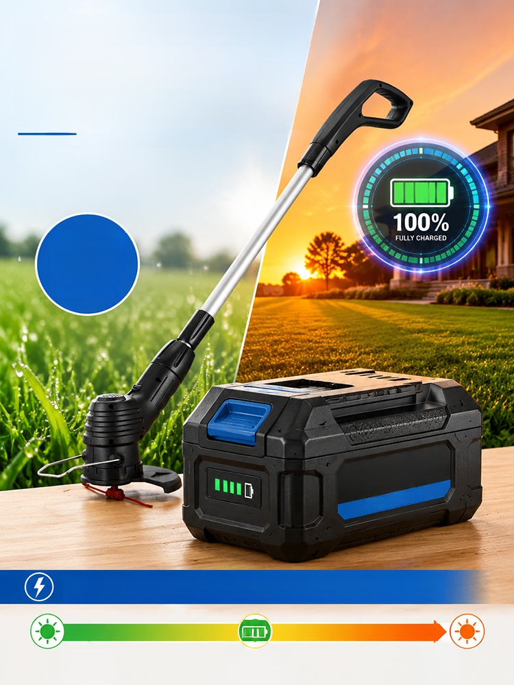 Foldable Rechargeable Garden Lawn Mower, Ditch the fumes and cords with one-touch power! SK-9 alloy blade covers 3X area per swing!