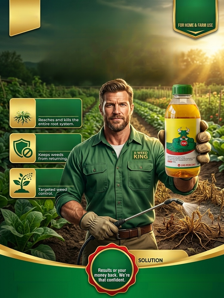 Herbicide and root rot control agent,  this product eliminates 99% of weeds down to the roots – permanently ✅!