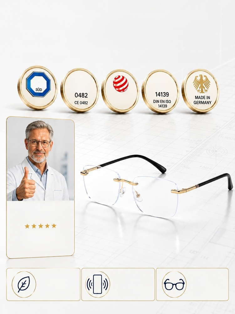Diamond Rimless Blue Light Blocking Reading Glasses, One Pair for All Distances. Clear Vision, No Boundaries!