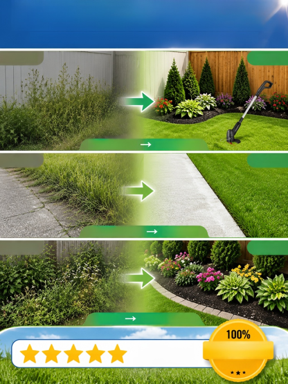 Foldable Rechargeable Garden Lawn Mower, Ditch the fumes and cords with one-touch power! SK-9 alloy blade covers 3X area per swing!