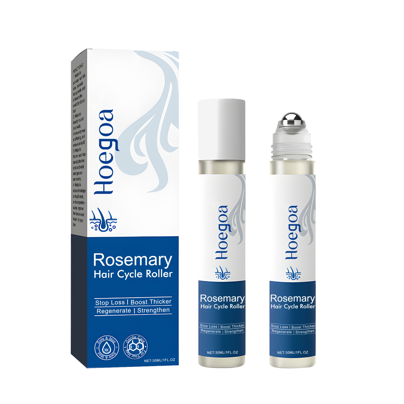 Thick, Full Hair. One Roll Away! Activate dormant follicles. Get thicker, fuller hair with our Rosemary Roller.