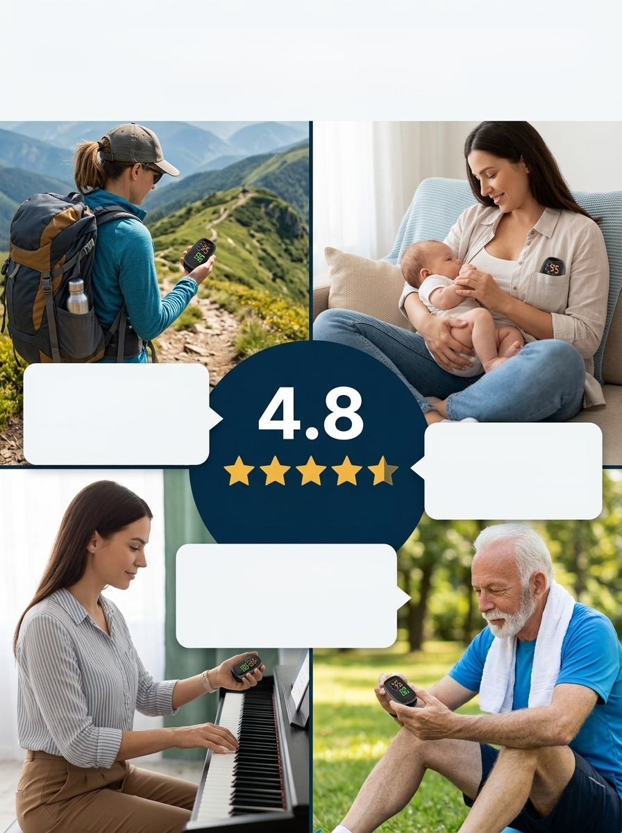 [99% Accuracy] Finger-Clip Pulse Oximeter, Results in 3 seconds, 99.9% accuracy, large, clear screen, simple and easy to use.