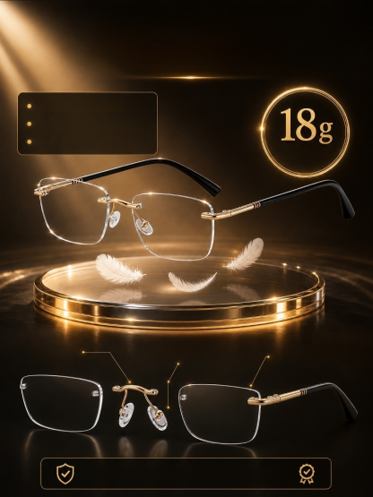 Diamond Rimless Blue Light Blocking Reading Glasses, One Pair for All Distances. Clear Vision, No Boundaries!