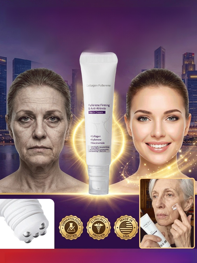 Fullerene Firming and Anti-Wrinkle Neck Cream, 4X anti-aging technology restores skin firmness and elasticity!