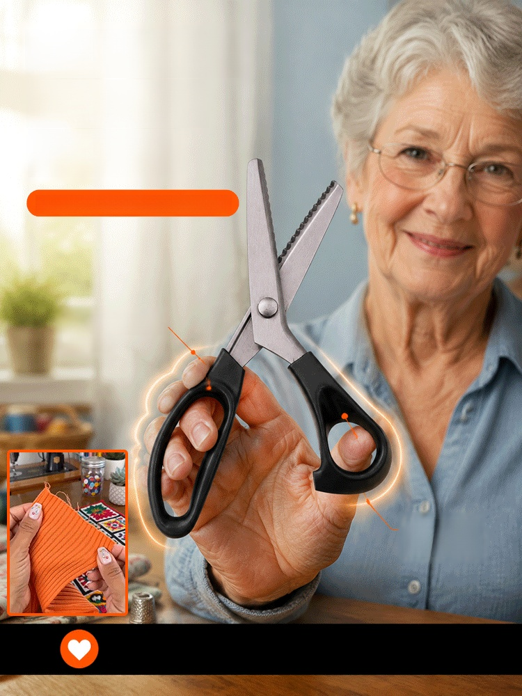 [Automatic Edge Sealing] Multi-functional Serrated Edge Scissors, Stop Fabric Fraying Instantly! German Hardened Steel. Zero-Fray Edges.