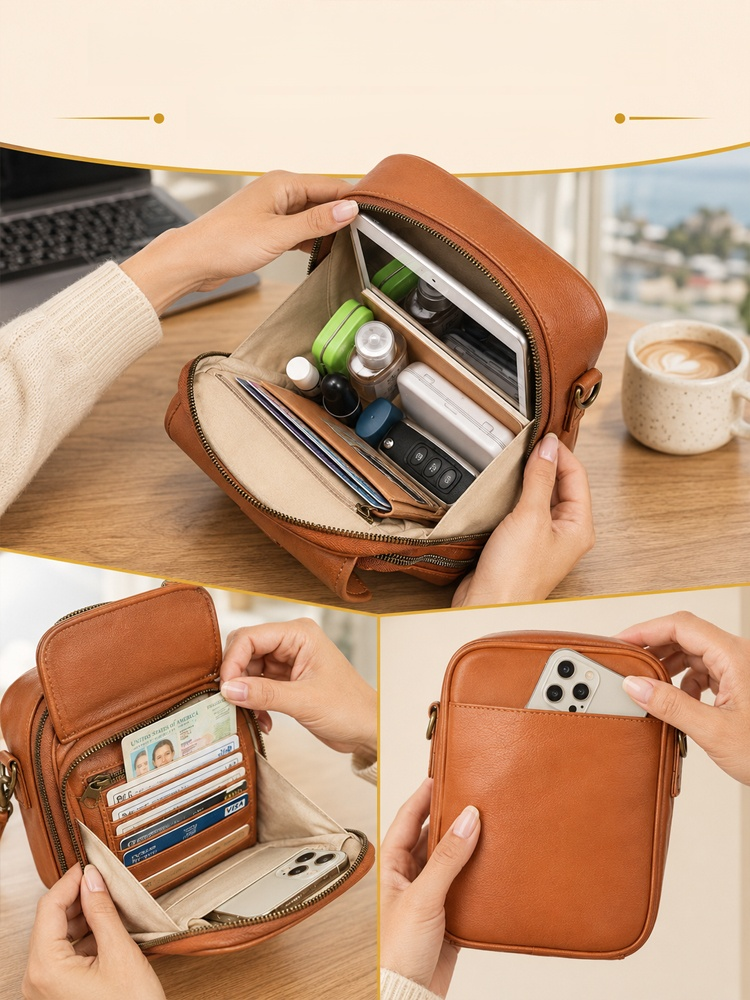 Unisex Trendy Messenger Bag, 100% Italian Leather, handcrafted vintage style. Double-layer space for essentials. Order now for 50% OFF limited deal.