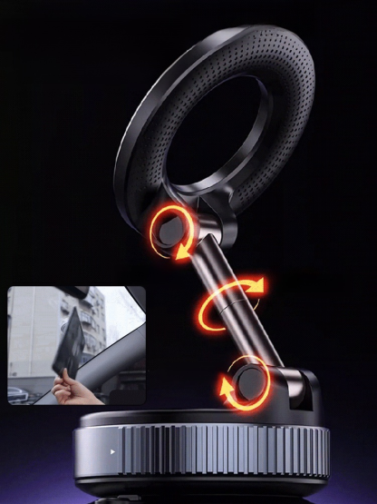 【Home and Car】Multi-purpose Magnetic Phone Holder, Vacuum lock & dual-layer magnets keep your phone safe on bumpy roads. No marks left
