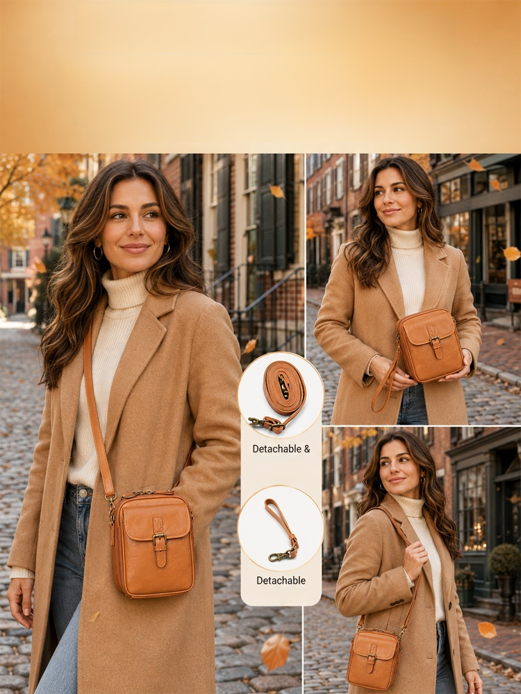 Unisex Trendy Messenger Bag, 100% Italian Leather, handcrafted vintage style. Double-layer space for essentials. Order now for 50% OFF limited deal.