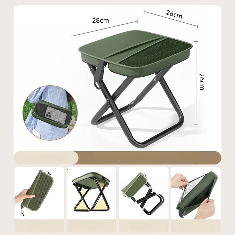 Camping Chairs, Upgraded Foldable Stool, 1.5 lbs ultra light, Max Load Capacity 500lbs