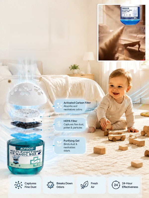 [Baby & Mom Safe Purification] Whole-House Dust Buster Smart Vacuum Cube, 99.97% filter efficiency: Baby-safe protection.