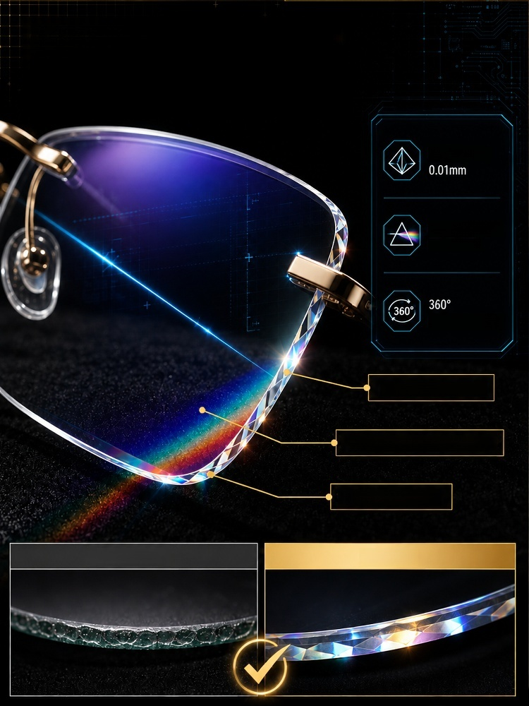 Diamond Rimless Blue Light Blocking Reading Glasses, One Pair for All Distances. Clear Vision, No Boundaries!