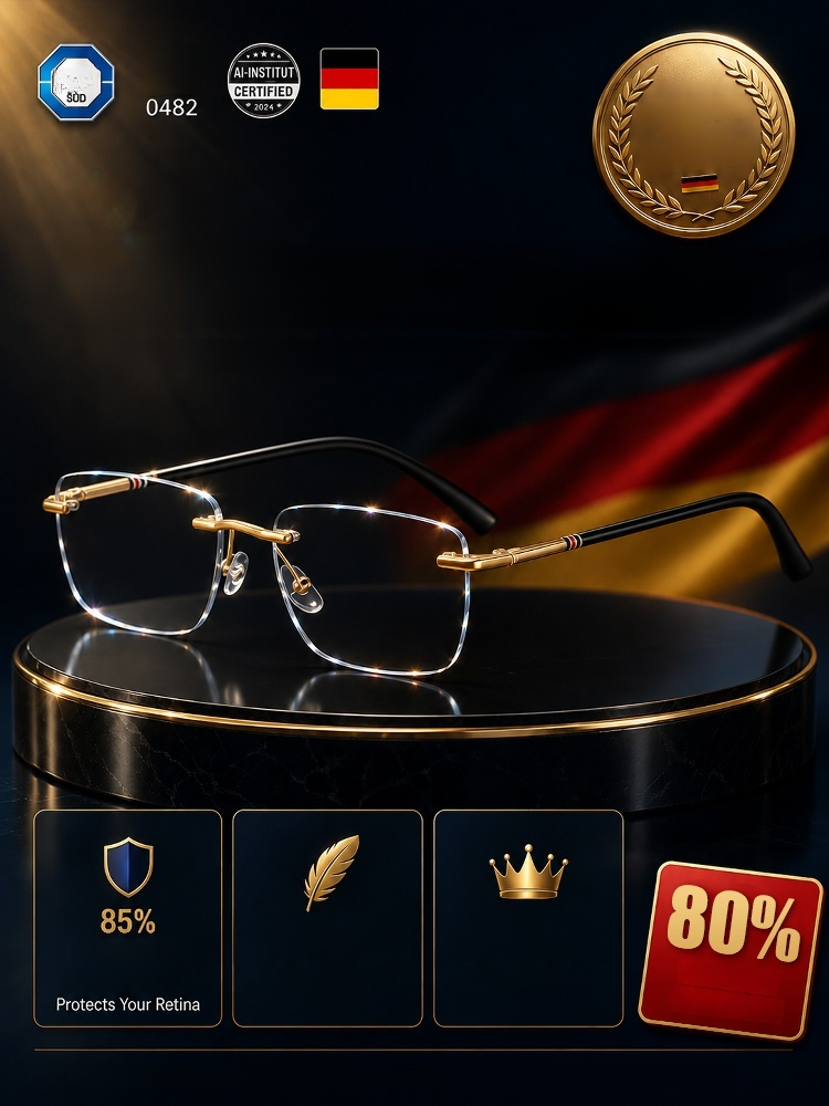 Diamond Rimless Blue Light Blocking Reading Glasses, One Pair for All Distances. Clear Vision, No Boundaries!