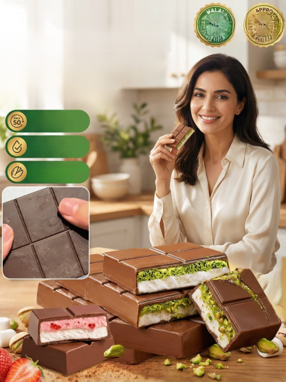 Dubai Style Pistachio Nougat Chocolate, Only 50 Cal! 0 Trans Fat, Guilt-Free Sweet Treat