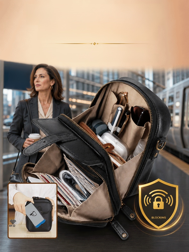Unisex Trendy Messenger Bag, 100% Italian Leather, handcrafted vintage style. Double-layer space for essentials. Order now for 50% OFF limited deal.