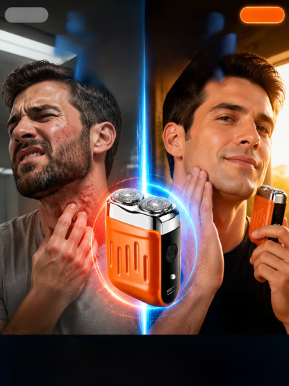 Electric shaver, German precision technology prevents hair pulling. 9000 RPM motor and 36 blades deliver a clean shave in 60s.