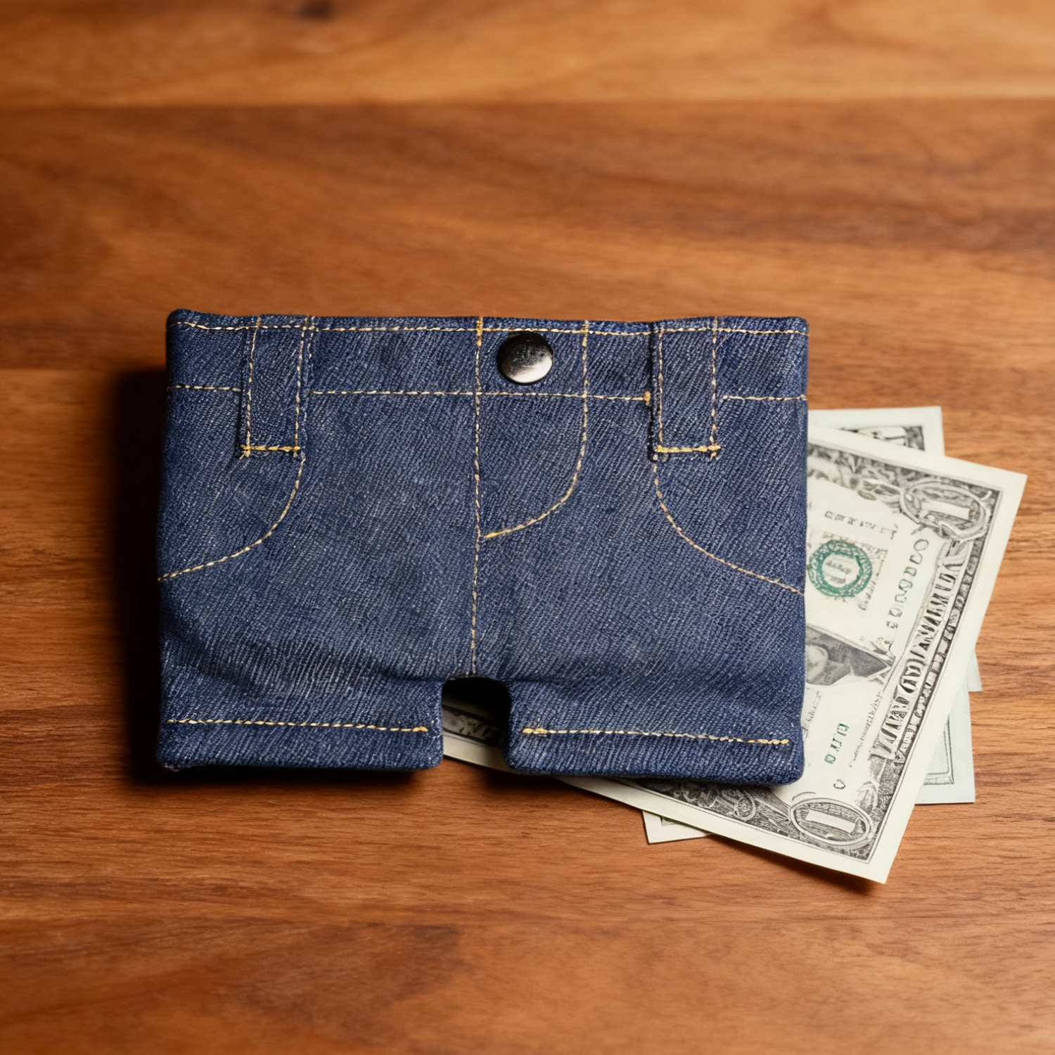 ✨ Limited & Special Edition Jallet Denim Shorts Mini Wallet – Cute Jean Coin Purse with Velcro Closure for Cash, Cards & Coins