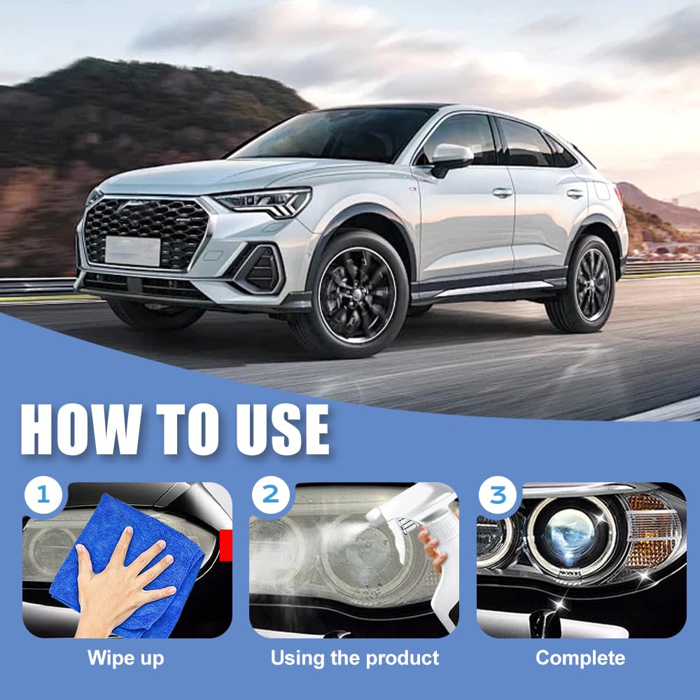 Headlight Restoration Spray for Cars | Removes Yellowing & Oxidation | No Polish Needed | DIY Headlight Cleaner for Night Driving Safety