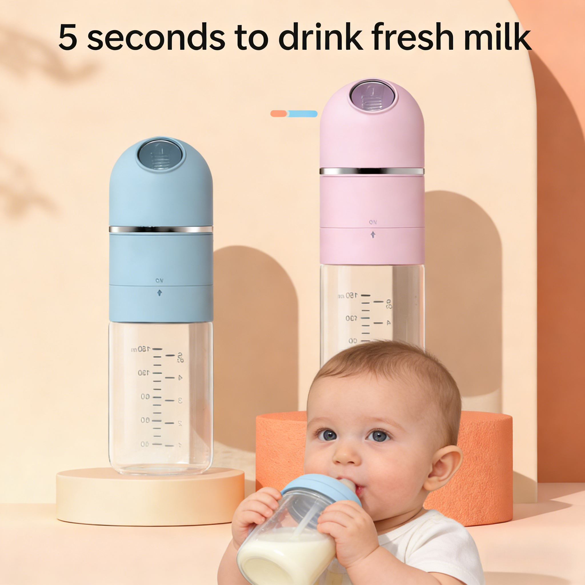 Premium PPSU Baby Bottle with Milk-Water Separation - Anti-Colic Design + Cordless Portable Warmer for On-the-Go Use