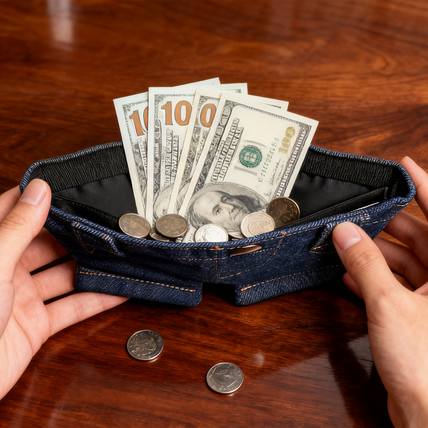 ✨ Limited & Special Edition Jallet Denim Shorts Mini Wallet – Cute Jean Coin Purse with Velcro Closure for Cash, Cards & Coins