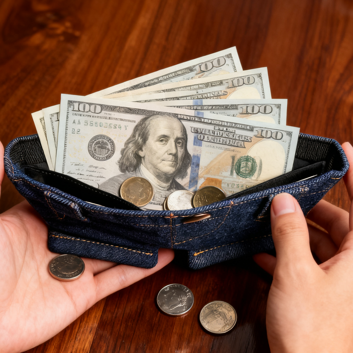 ✨ Limited & Special Edition Jallet Denim Shorts Mini Wallet – Cute Jean Coin Purse with Velcro Closure for Cash, Cards & Coins