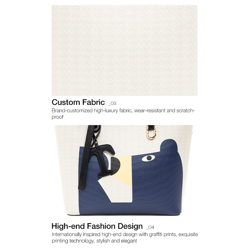 BASA BELA Large Capacity Tote Bag for Women,Cute Abstract Bear Print Shoulder Bag,Lightweight Spacious Handbag for Work, School,Shopping & Daily Use