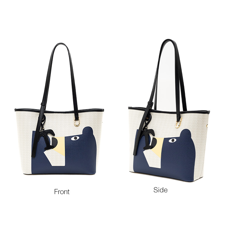 BASA BELA Large Capacity Tote Bag for Women,Cute Abstract Bear Print Shoulder Bag,Lightweight Spacious Handbag for Work, School,Shopping & Daily Use