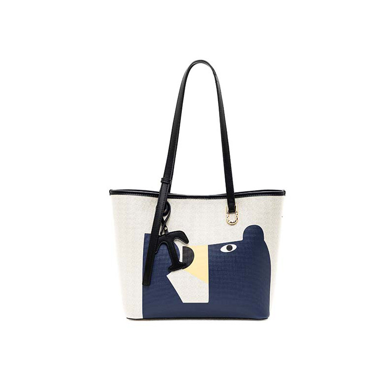 BASA BELA Large Capacity Tote Bag for Women,Cute Abstract Bear Print Shoulder Bag,Lightweight Spacious Handbag for Work, School,Shopping & Daily Use