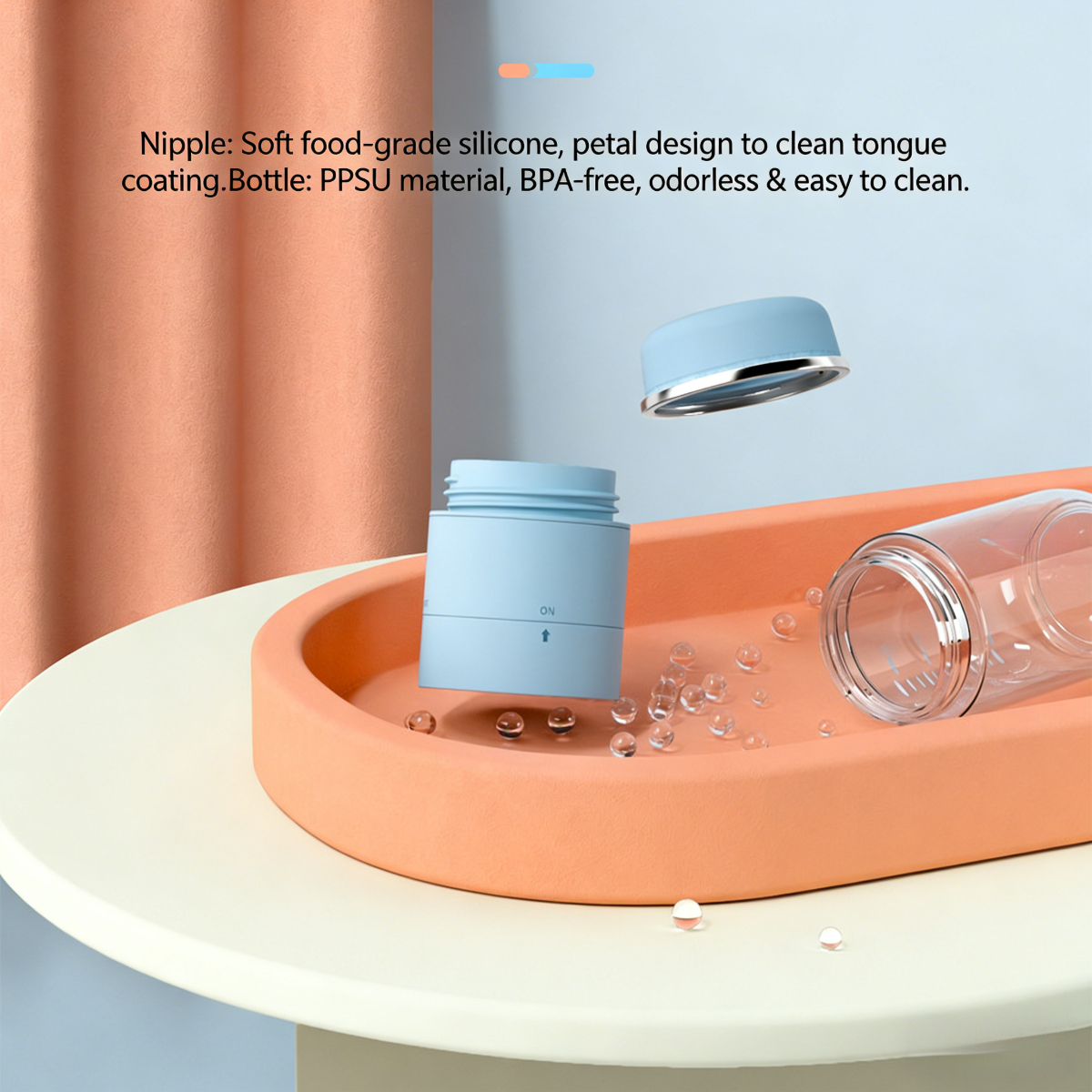 Premium PPSU Baby Bottle with Milk-Water Separation - Anti-Colic Design + Cordless Portable Warmer for On-the-Go Use