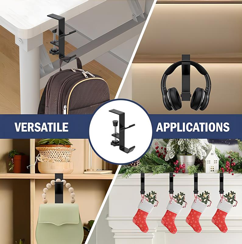 🎄Double Hook Adjustable Mantel Hangers – 4 Pack | No-Drill Stocking & Garland Clips for Holidays & Everyday Use