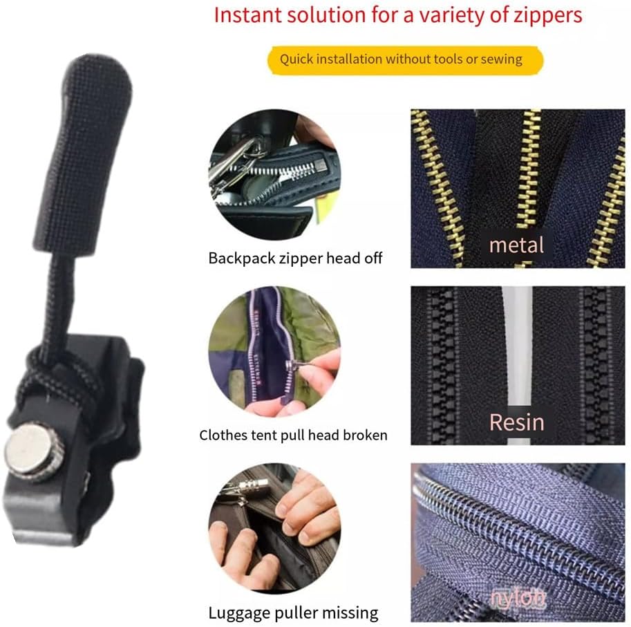 15PCS Zipper Repair Kit 3 Sizes – Quick Fix Replacement Zip Pulls,  No Sewing Needed | For Jackets, Bags, Luggage, Backpacks
