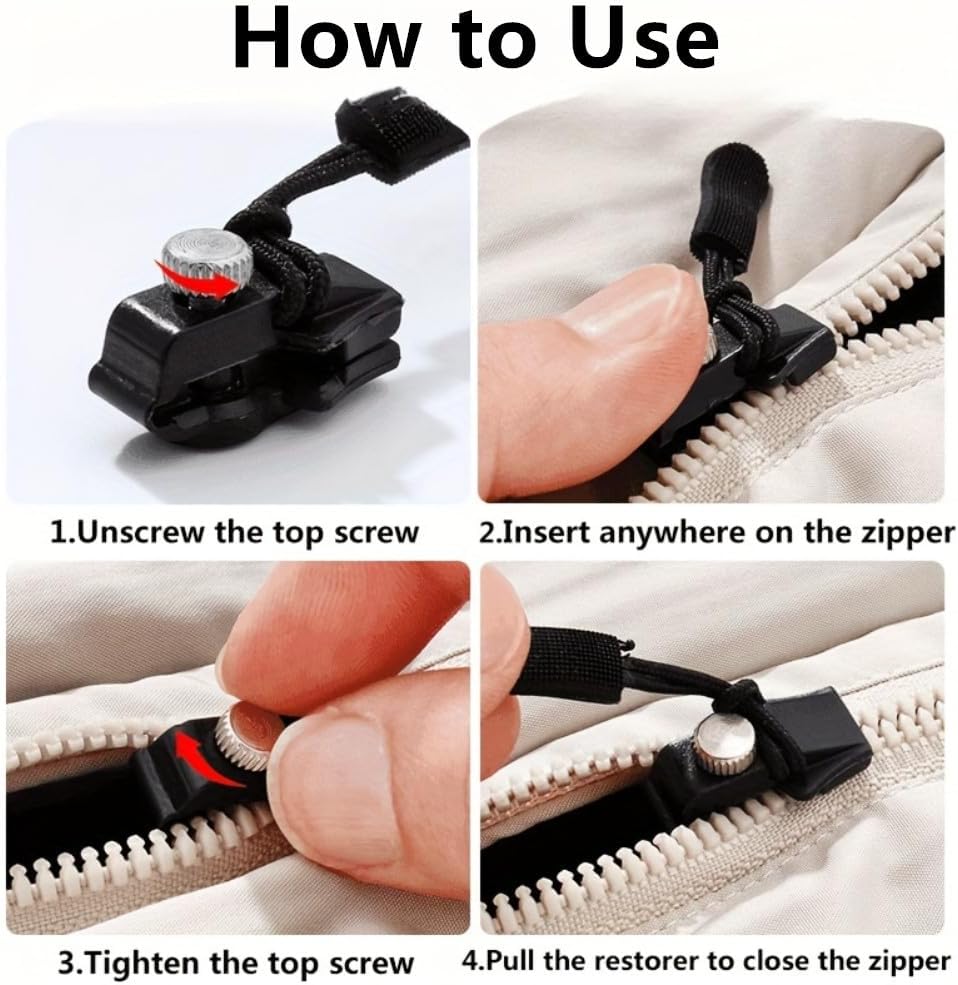 15PCS Zipper Repair Kit 3 Sizes – Quick Fix Replacement Zip Pulls,  No Sewing Needed | For Jackets, Bags, Luggage, Backpacks