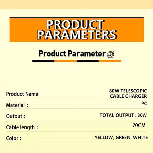 🎁✨3 in 1 Charger Retractable 80W MAX Fast