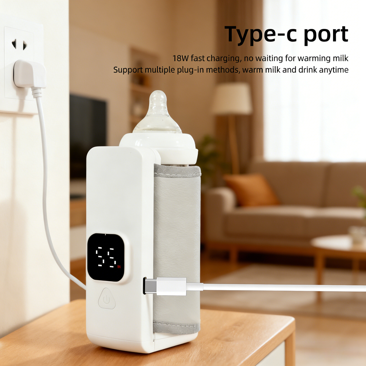 Premium PPSU Baby Bottle with Milk-Water Separation - Anti-Colic Design + Cordless Portable Warmer for On-the-Go Use