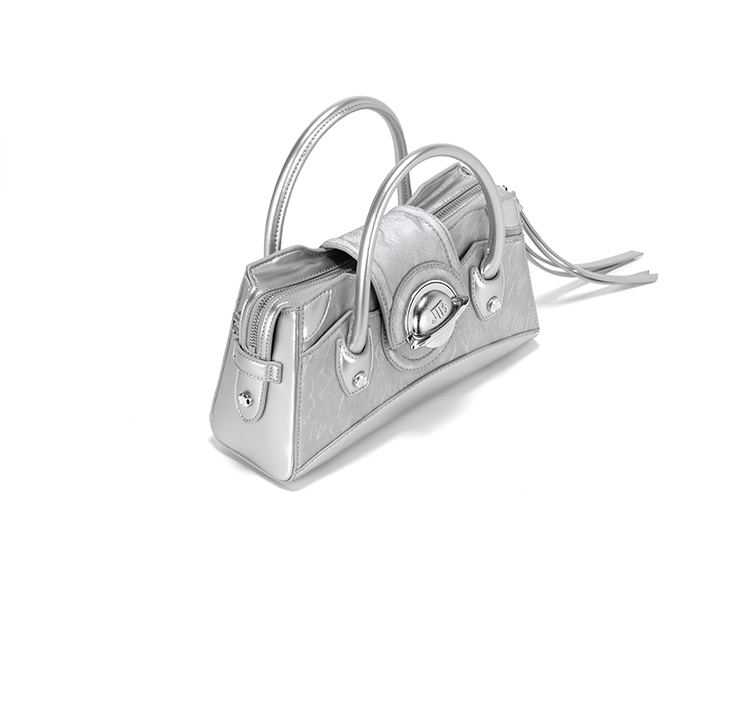 Infinite Cosmos Series | Galaxy Cruiser Bag – Structured Satchel in Mirror Silver 