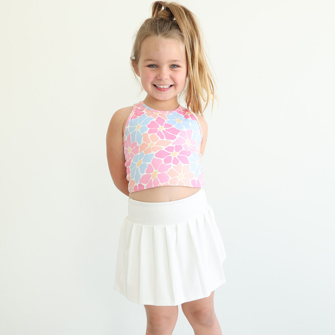 Kids Athletic Pleated Skirt | White
