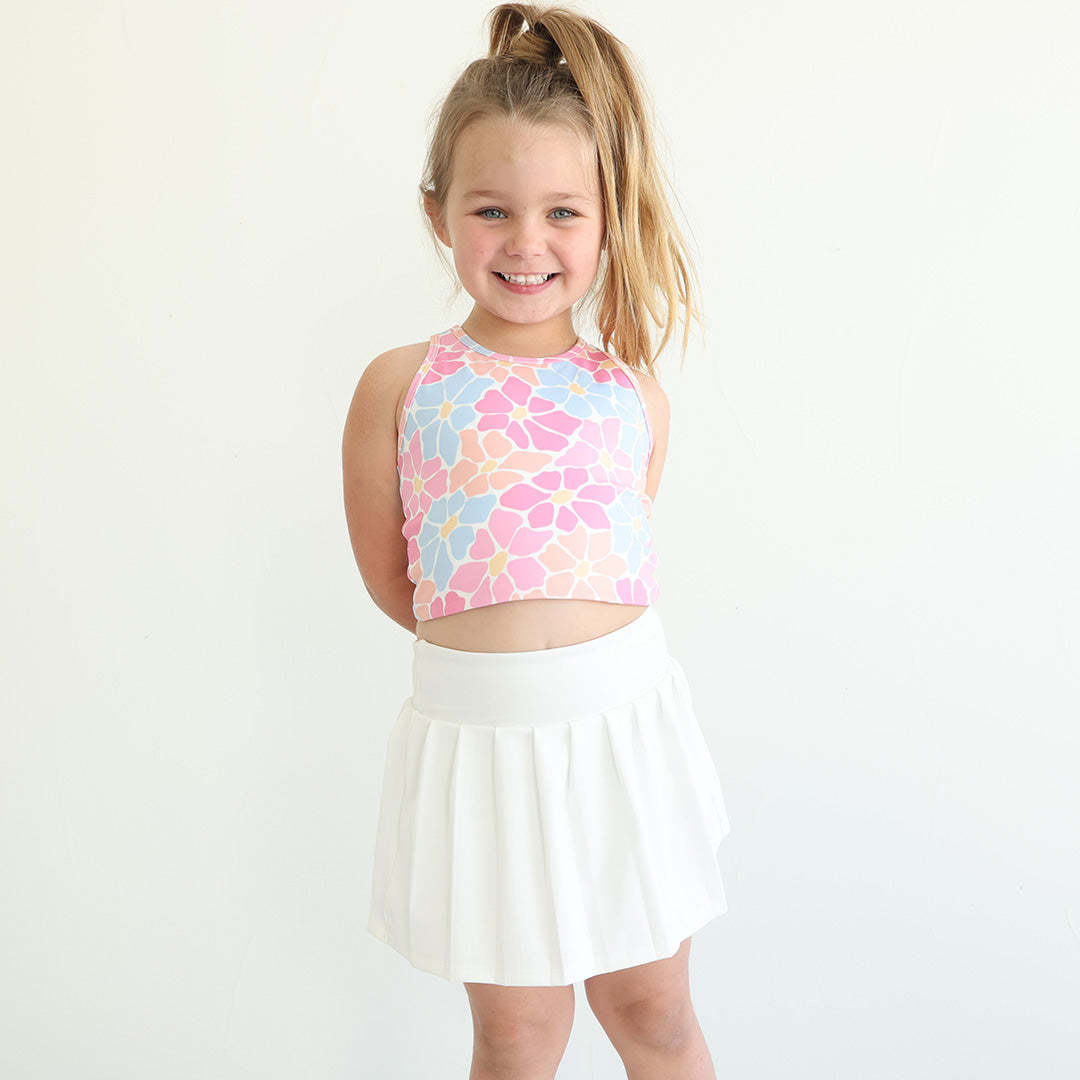 Kids Athletic Pleated Skirt | White