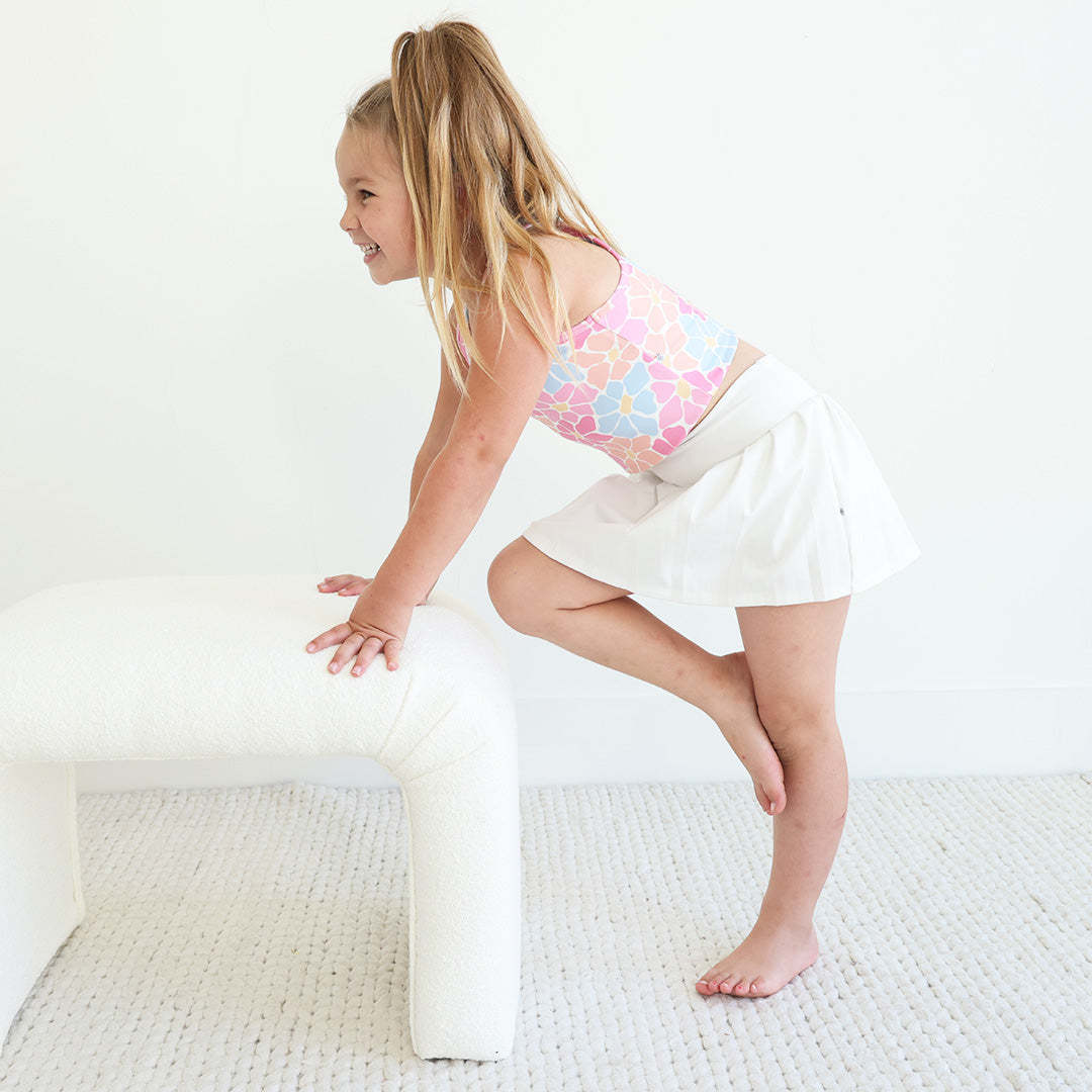 Kids Athletic Pleated Skirt | White