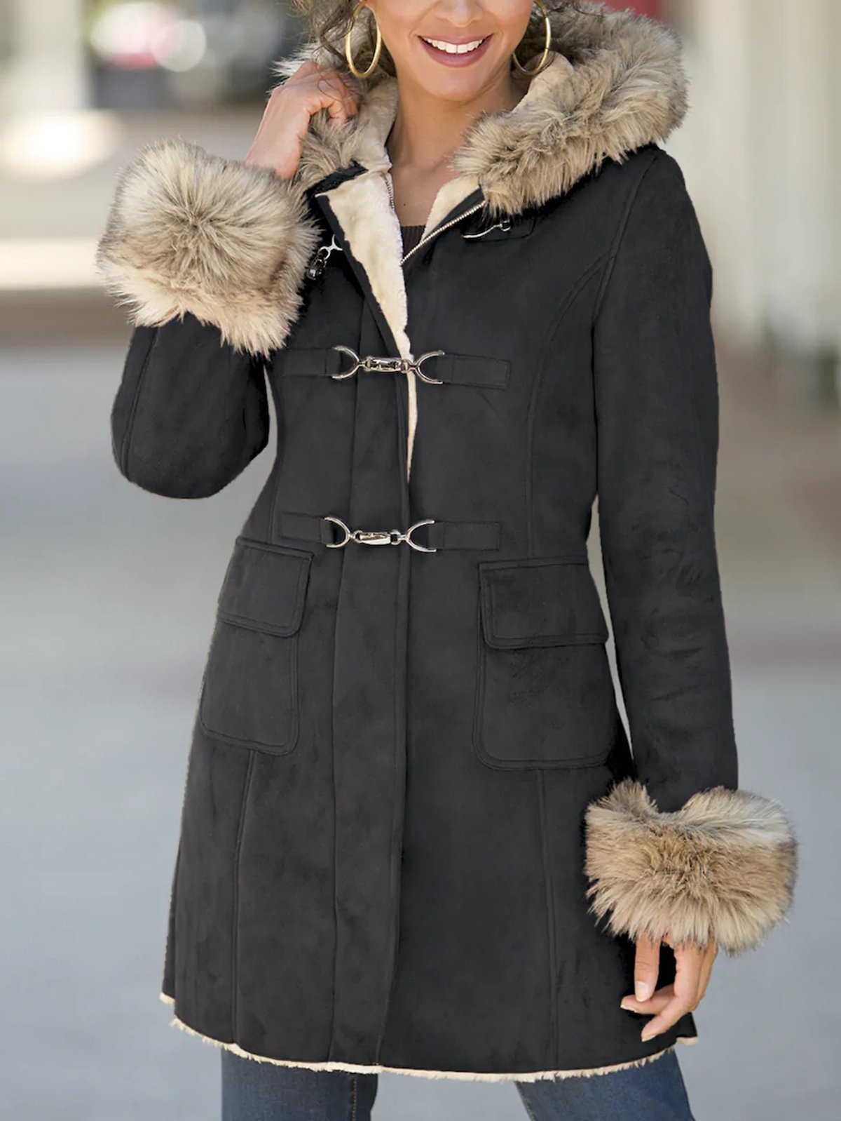 Casual thick suede warm coat