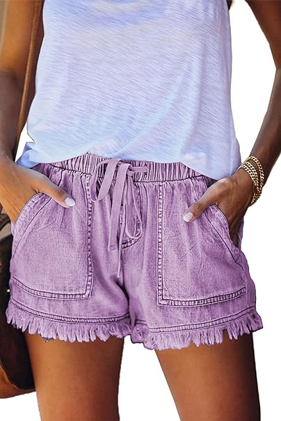 Womens Lightweight Shorts Casual Baggy Trendy Short Pants Elastic Waist Drawstring Comfy Shorts