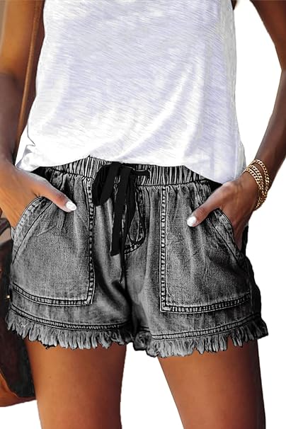 Womens Lightweight Shorts Casual Baggy Trendy Short Pants Elastic Waist Drawstring Comfy Shorts