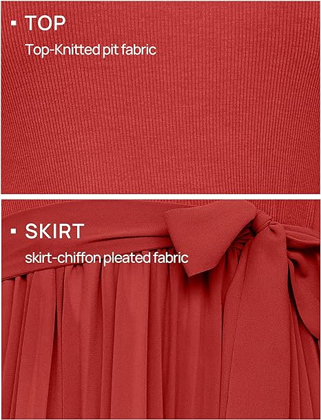 Womens Spring Casual Short Sleeve Midi Dresses 2024 Summer Crew Neck Ribbed Knit Belted Pleated A Line Long Dress