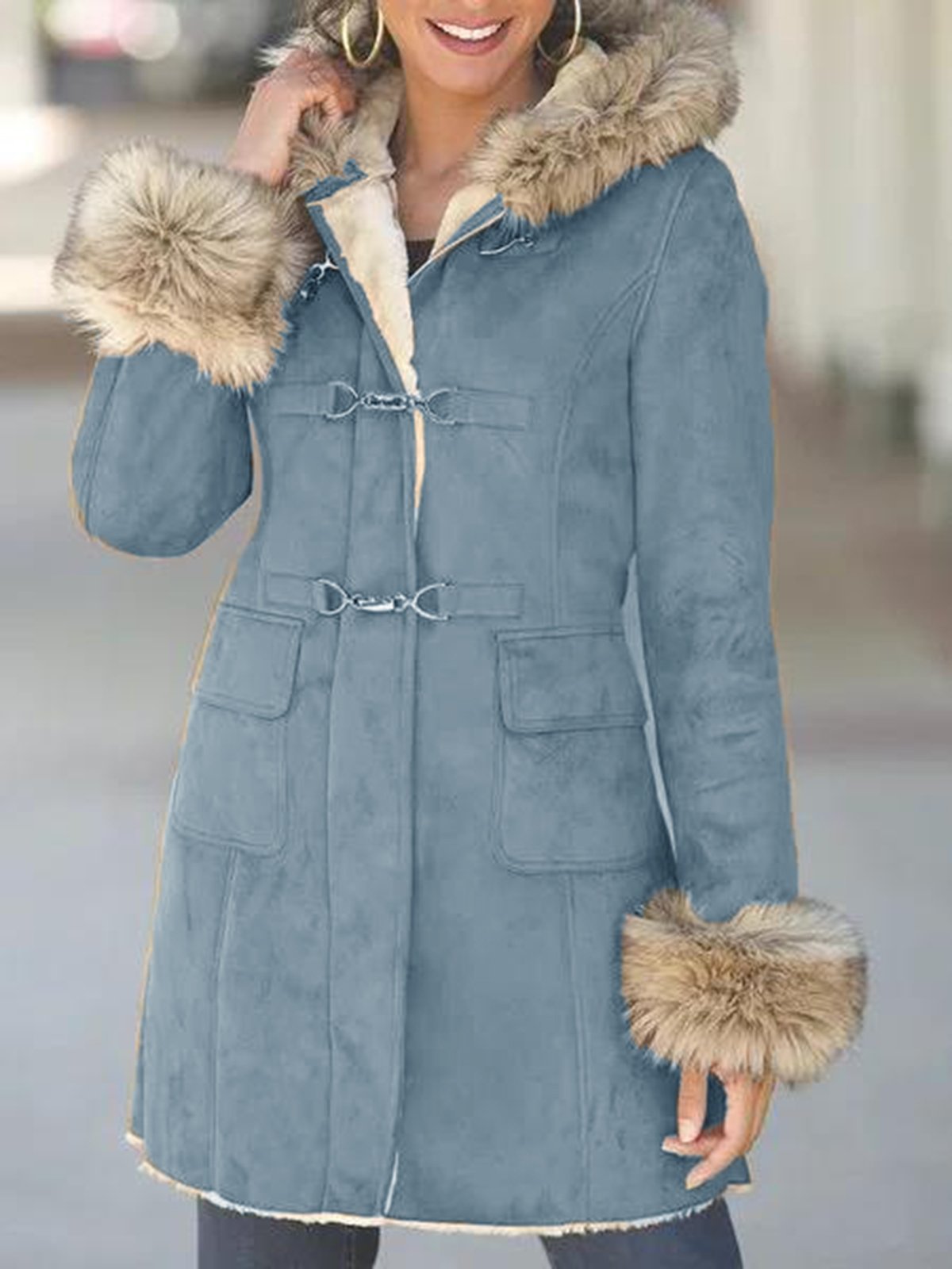 Casual thick suede warm coat