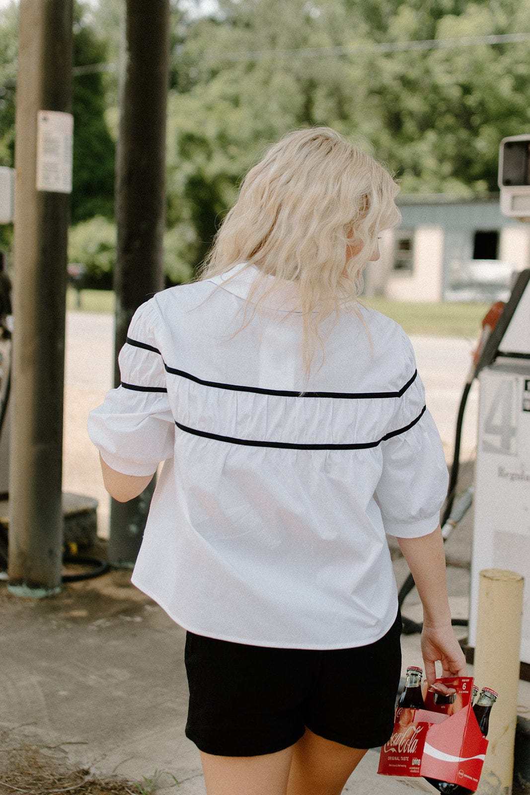 White Bow Detail Poplin Blouse