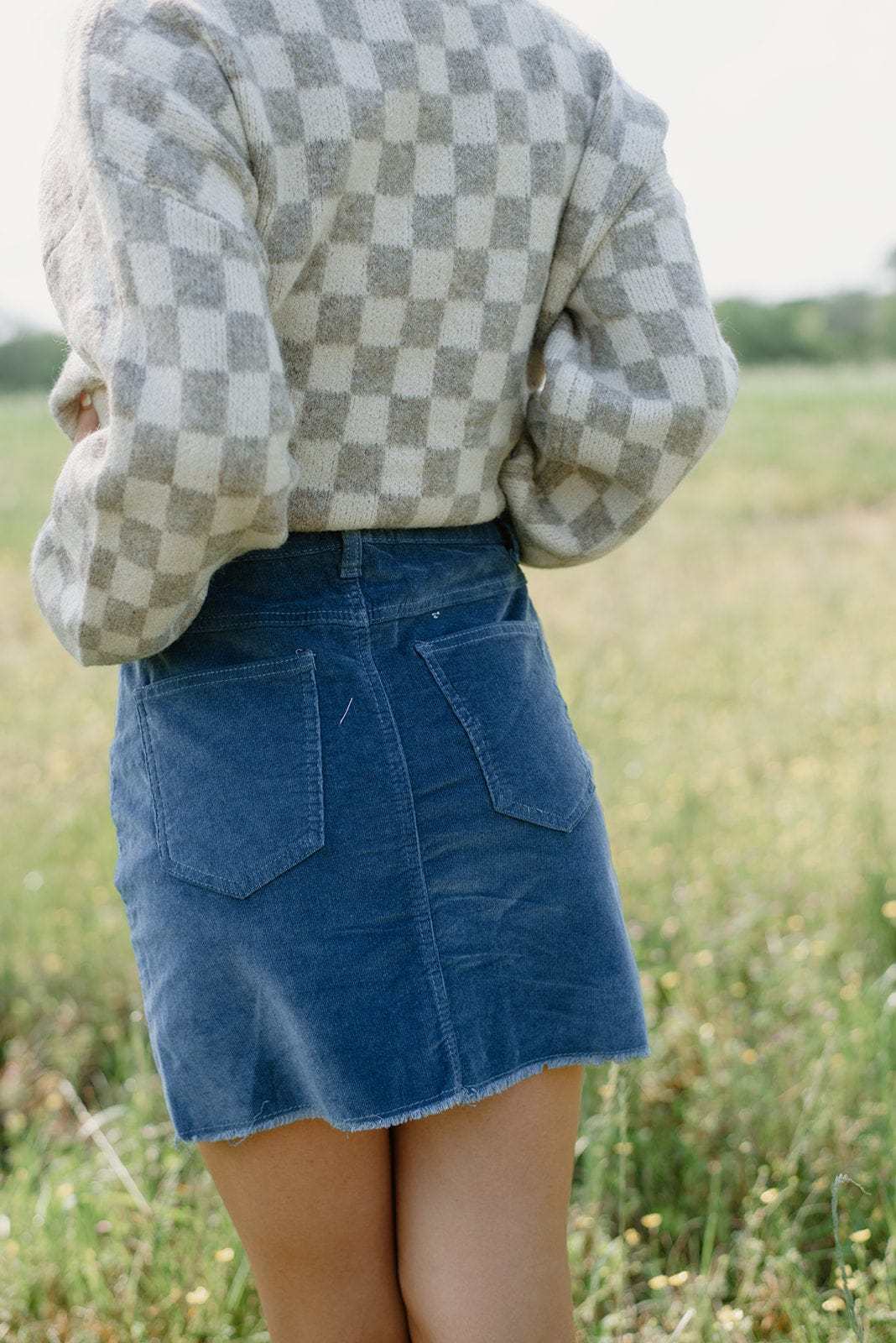 Dusty Blue Corduroy Mini Skirt