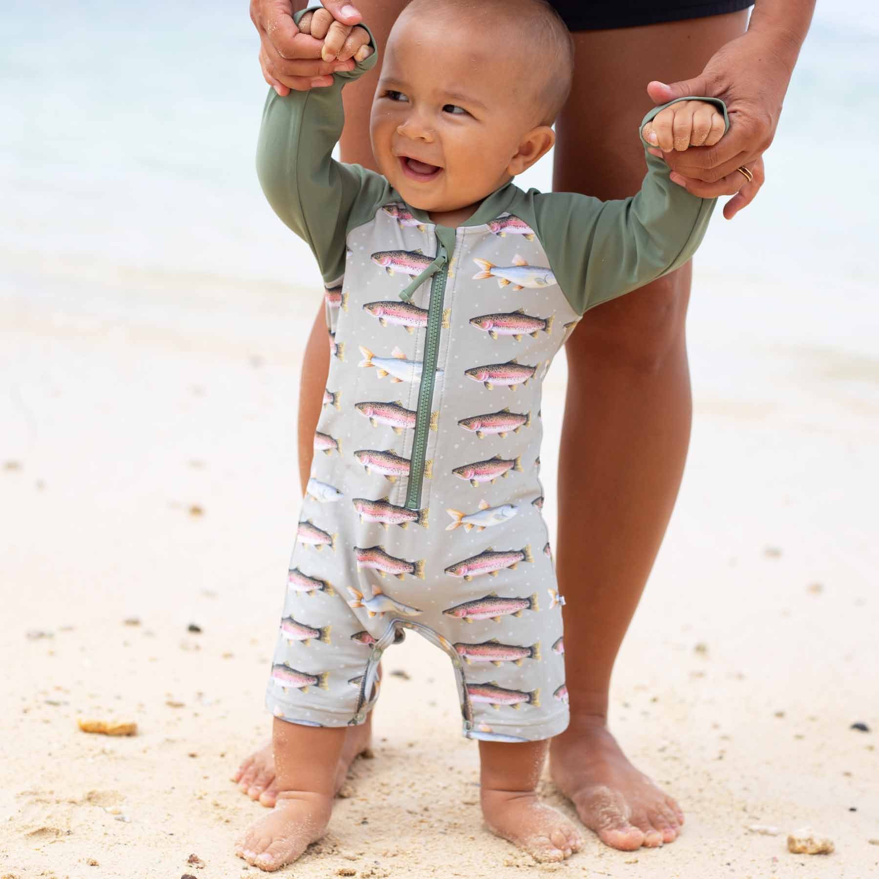 Long Sleeve Rash Guard Swim Romper Shortie