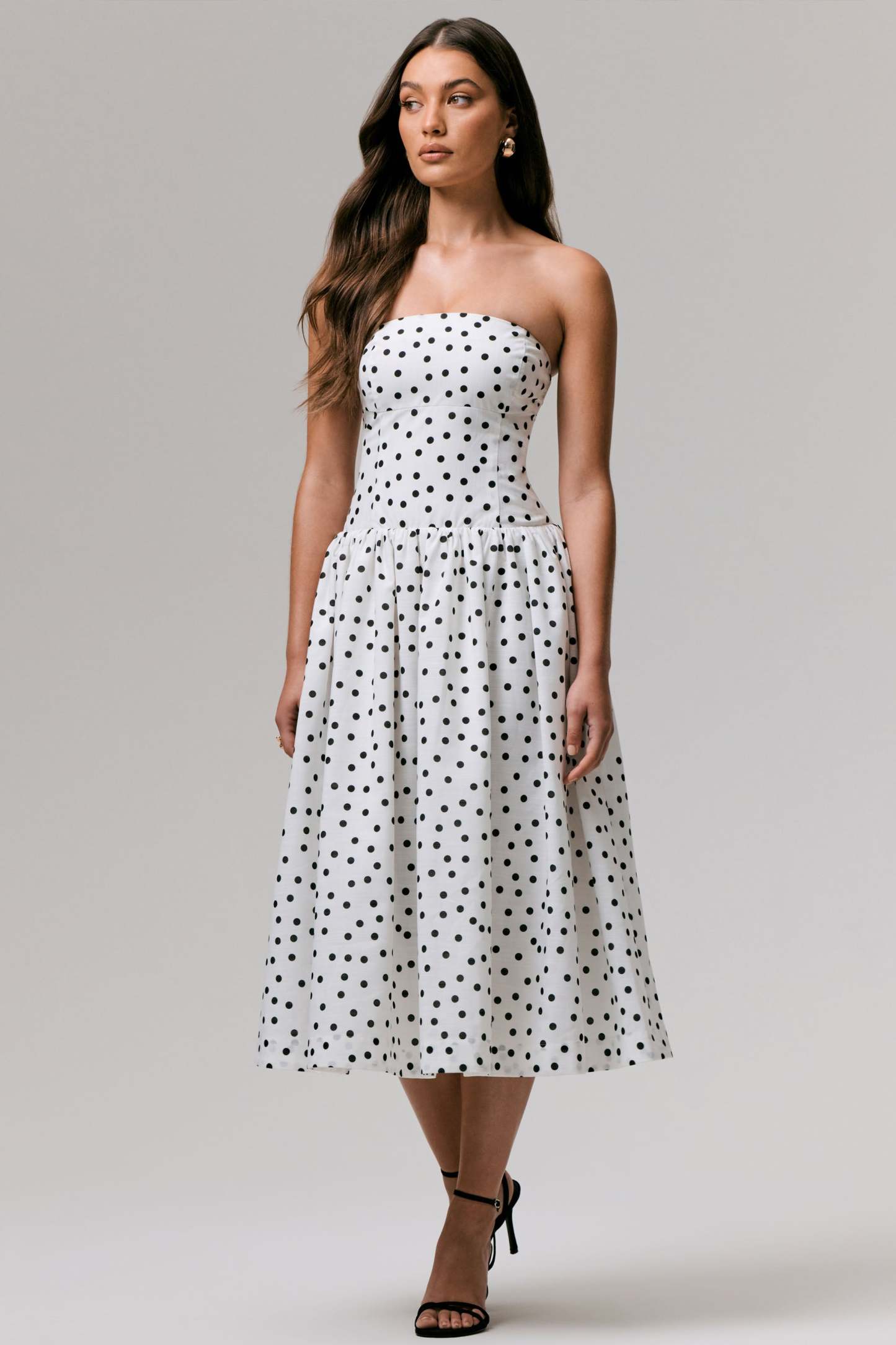 Polka Dot Bandeau Midi Dress