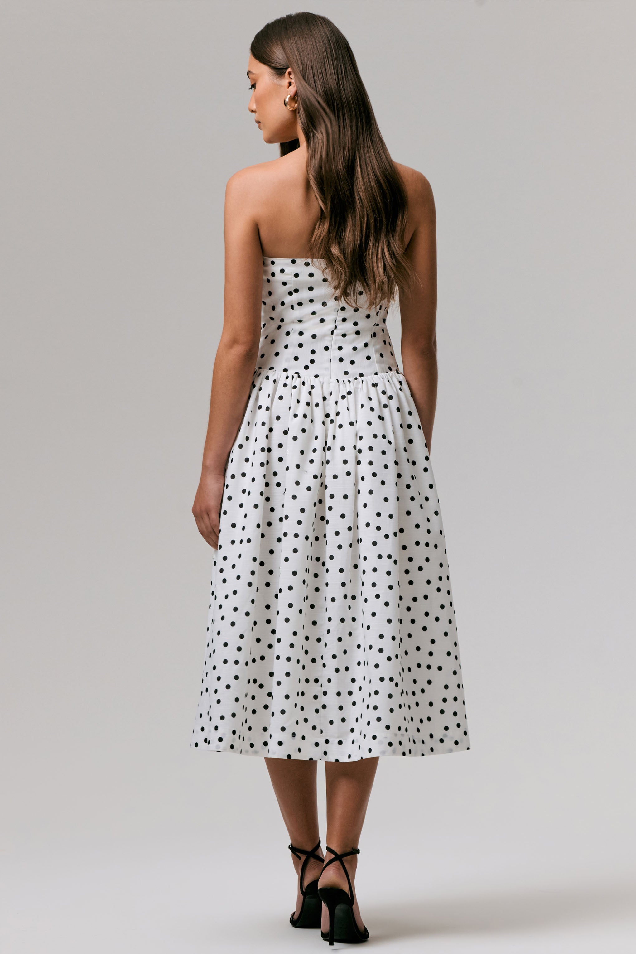 Polka Dot Bandeau Midi Dress