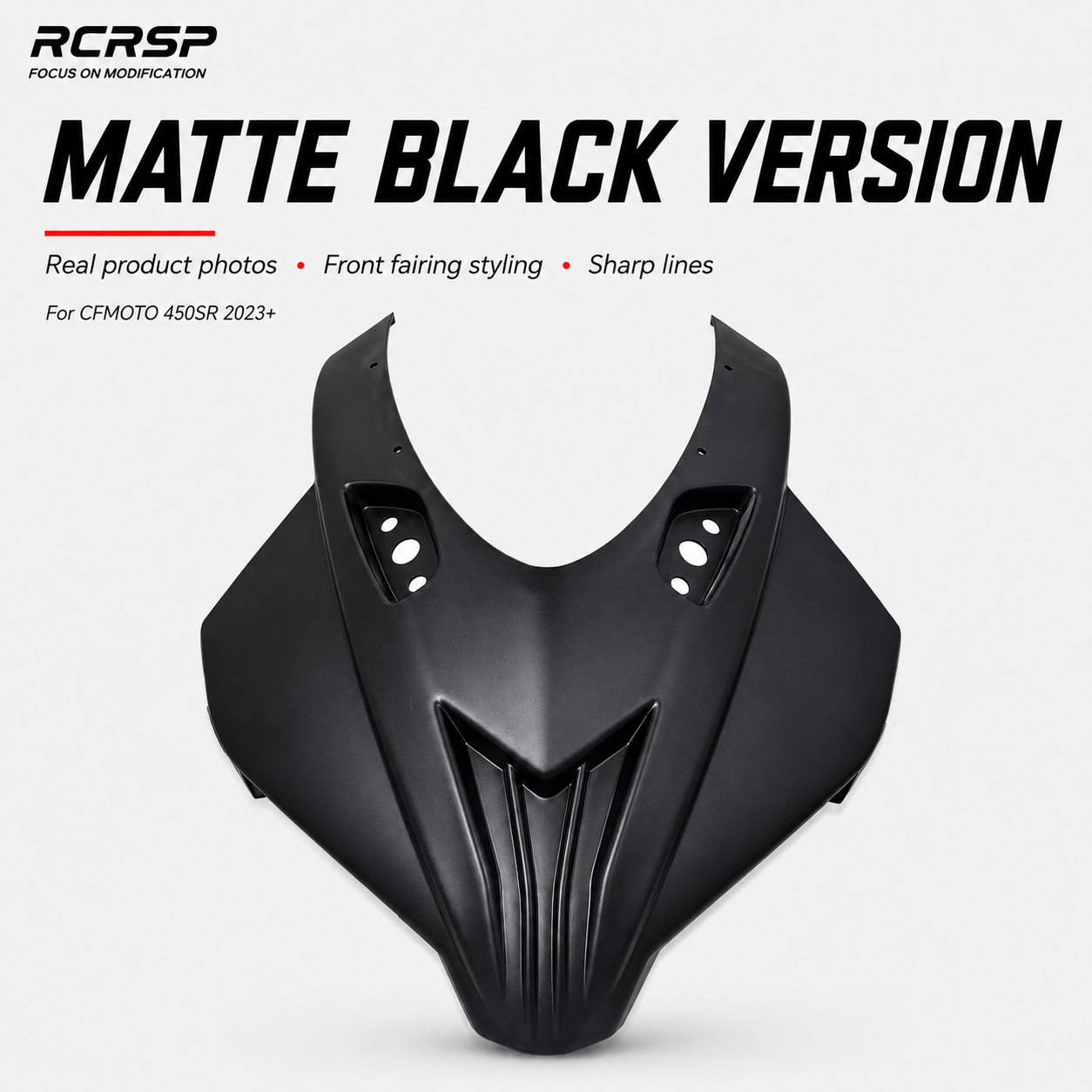 For CFMOTO 450SR 450SRS 2023+ Motorcycle Front Upper Fairing Headlight Cowl Cover with Smoke Windscreen Windshield Body Kit
